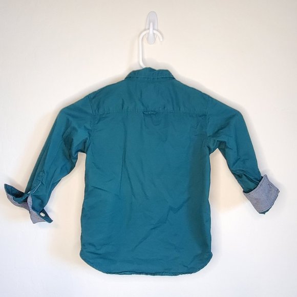 L.O.G.G. H&M Boys' Button-Up Long Sleeve Shirt Hunter Green Size 3-4Y Pre-owned - Picture 2 of 6